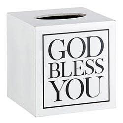Square Tissue Box Cover - White with Black Text - Southern Sassy Boutique