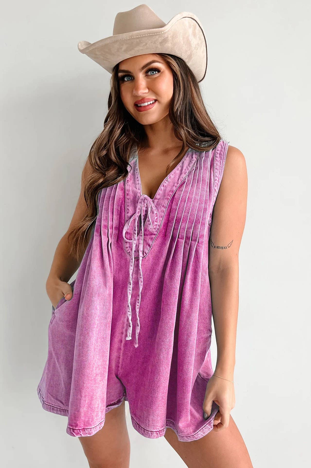 Sleeveless Top & Shorts Denim Jumpsuit