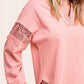Embroidered Crochet V-neck Long Sleeve Top