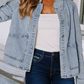 Scallop Trim Collar Patched Pocket Denim Jacket