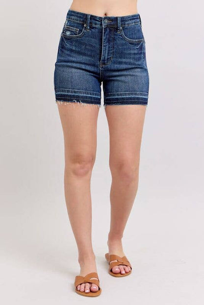High Waisted Tummy Control Destroy Release Hem Shorts