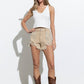 Distressed Frayed Detail Fringe Rhinestone Denim