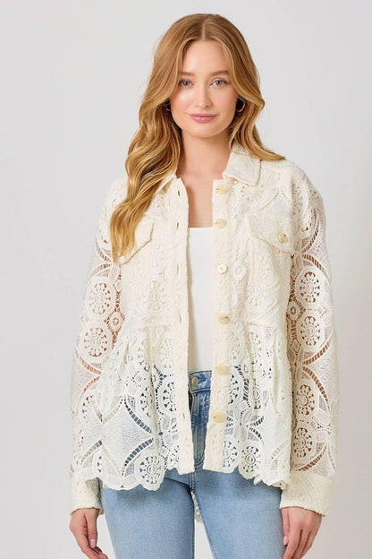 Lace Peplum Trucker Jacket - Southern Sassy Boutique