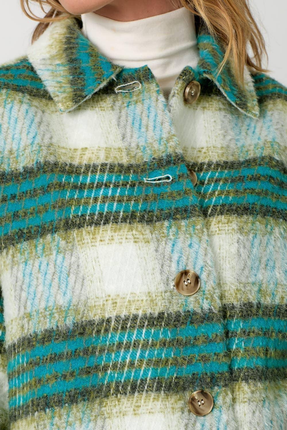 Plaid Printed Jacket - Southern Sassy Boutique