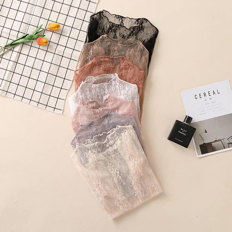 Semi Sheer Mesh Floral Lace Layering See Through Top - Southern Sassy Boutique