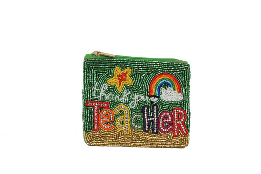 Ladies Fully Beaded Thank You Teacher Coin Purse