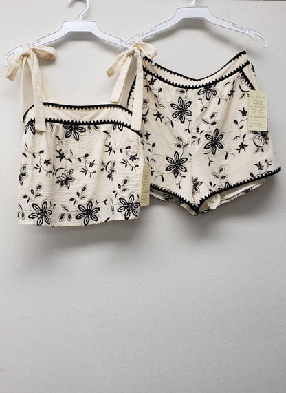 Embroidery Crop Top and Short Set