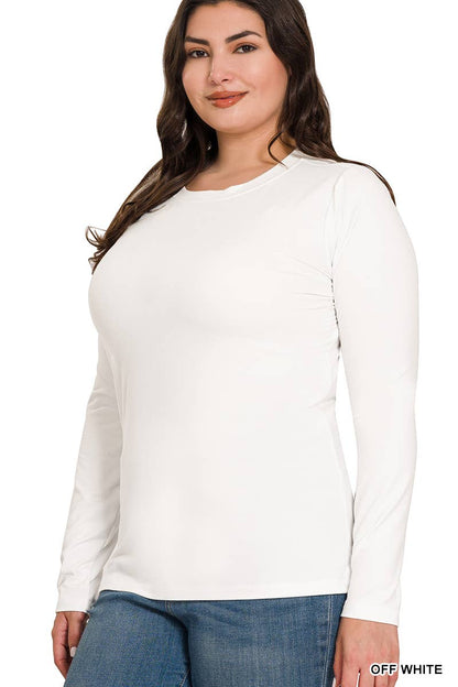Brushed Microfiber Long Sleeve Round Neck Tee