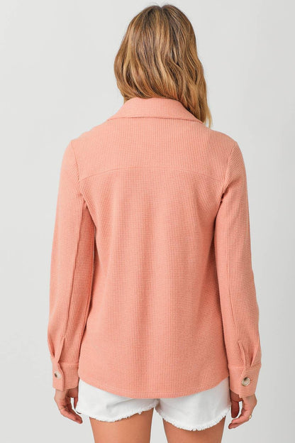 Waffle Button Down Thermal Shacket - Southern Sassy Boutique