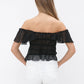 Sheer Sucker Chiffon Ruffle Elastic Tiered Bodysuit
