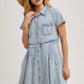 DENIM BUTTON DOWN SHIRT MINI DRESS