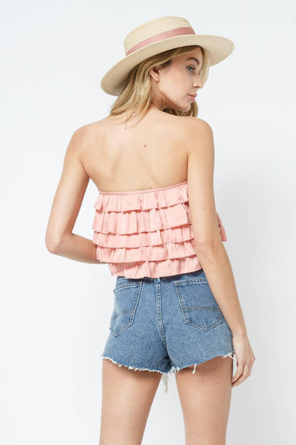 STRAPLESS RUFFLE TUBE TOP - Southern Sassy Boutique