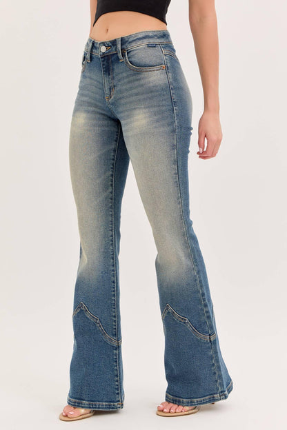 Mid Rise Western Super Flare Tinted [WV39523T] - Southern Sassy Boutique