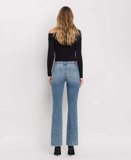 MID RISE SEAMLESS WAISTBAND BOOTCUT JEANS T6266