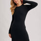 RIBBED KNIT LONG SLEEVE SWEATER DRESS