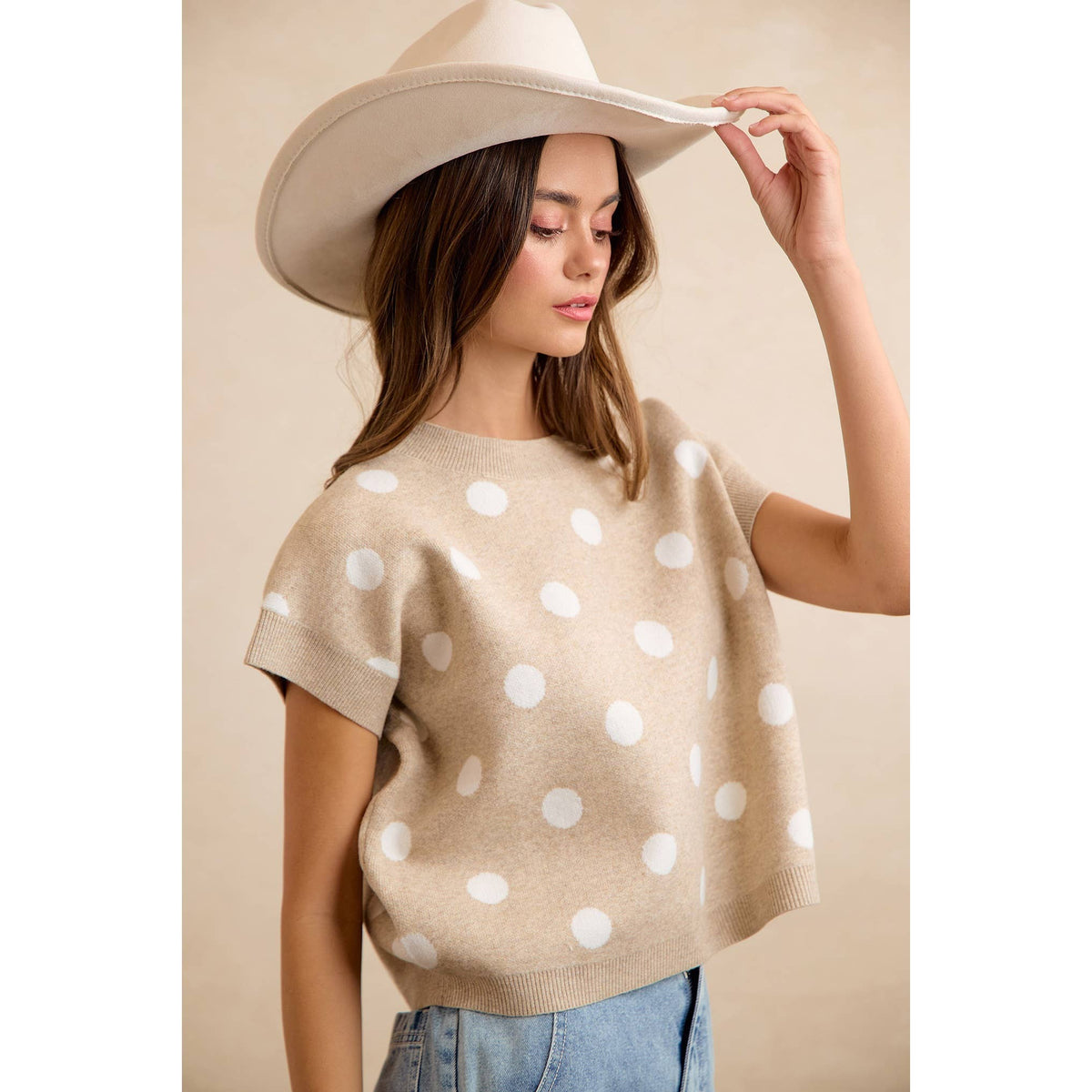 Polka Dot Knit Sleeveless Sweater