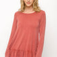 Ruffle Hem Long Sleeve Top