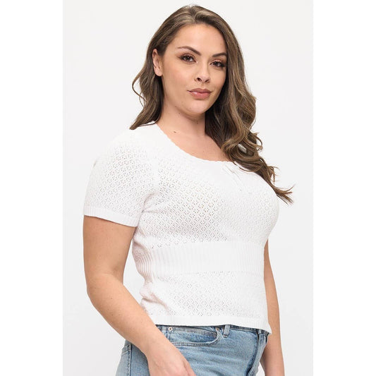 Scoop Neck Short Sleeve Sweater