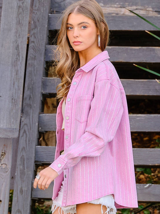 High Luxury Embellished Sparkle Stone Stripe Jacket