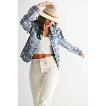 PLAID DENIM JACKET - Southern Sassy Boutique