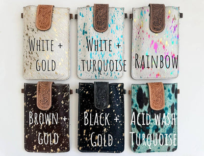 HAYDEE PHONE CROSSBODY mobile Western Tooled Leather Cowhide - Southern Sassy Boutique