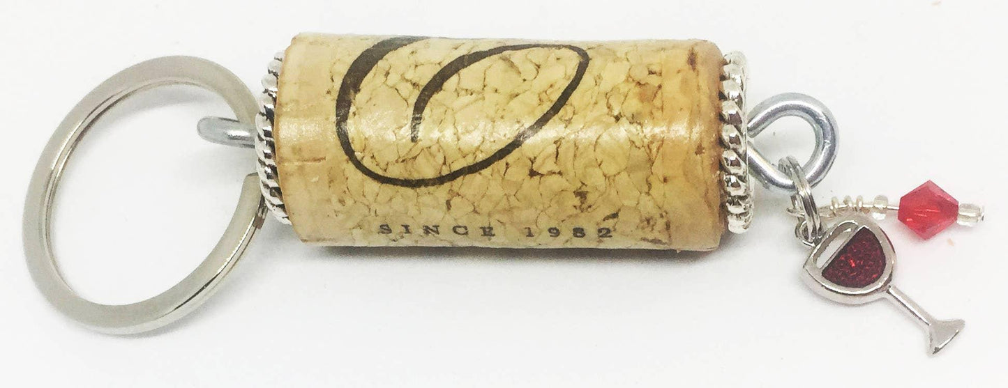 Red Wine Glass Charm Braid Design Keychain - Southern Sassy Boutique