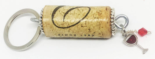 Red Wine Glass Charm Braid Design Keychain - Southern Sassy Boutique