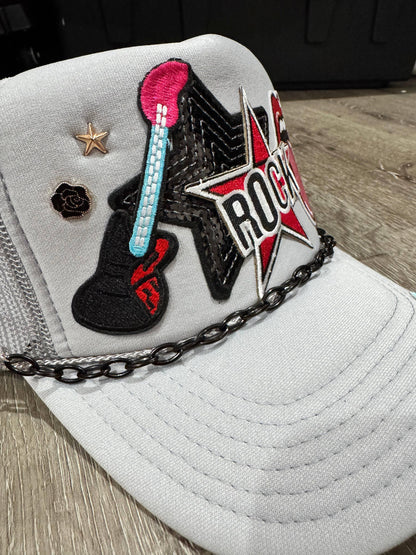 Rock Star Themed Trucker Hat - Southern Sassy Boutique