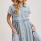 DENIM BUTTON DOWN SHIRT MINI DRESS
