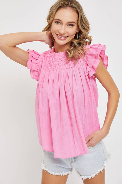 Smoked Ruffle Pullover Top