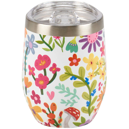 Happy Flowers Wine Tumbler