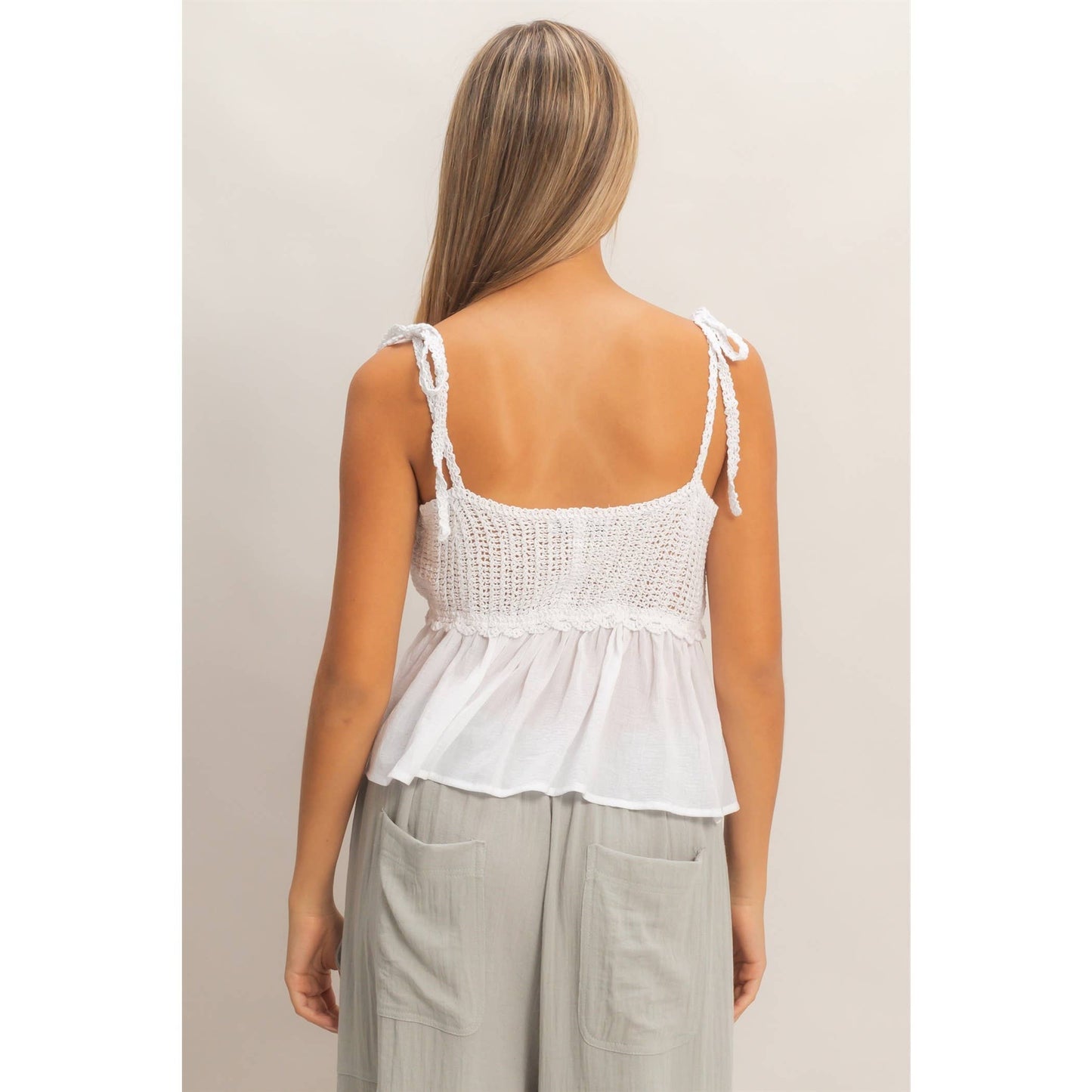 Crochet Tie-Strap Peplum Top