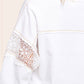 Embroidered Crochet V-neck Long Sleeve Top