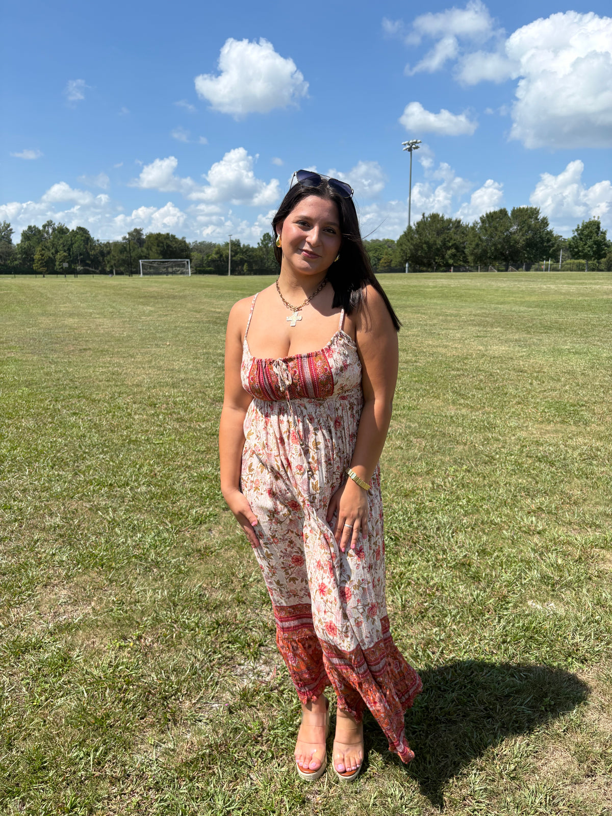 Floral Print Burgundy Maxi Dress