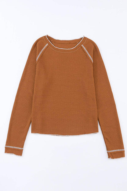 Waffle Knit Long Sleeve Top - Southern Sassy Boutique