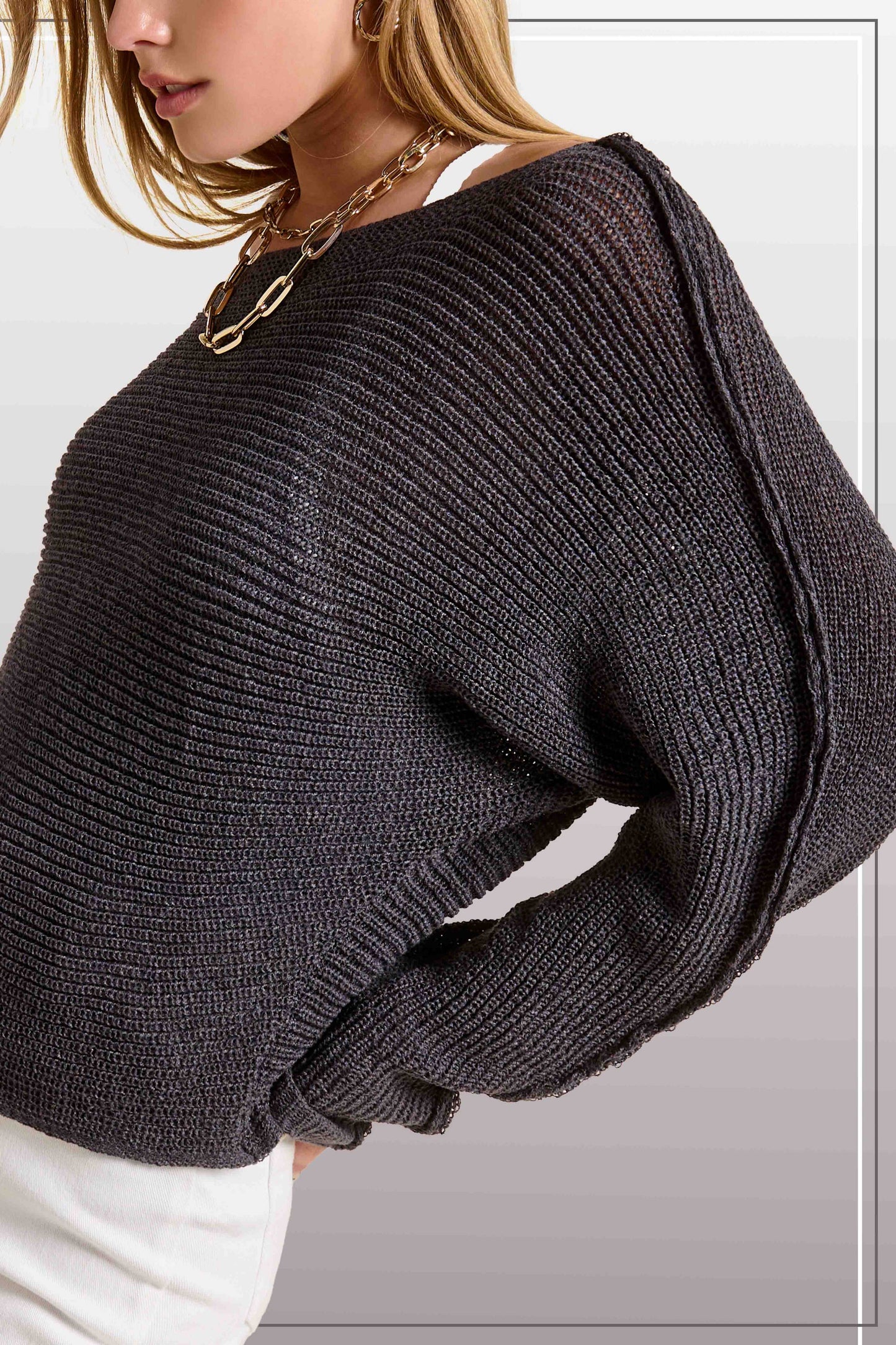 Boat Neck Off Shoulder Cozy Dolman Sleeve Sweater