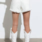 Distressed Frayed Detail Fringe Rhinestone Denim