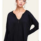 Textured Fabric Contrast Terry Long Sleeve Top