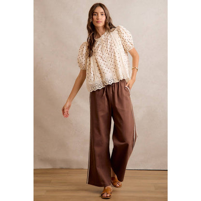 Polka Dot Cotton Lace Trim Blouse