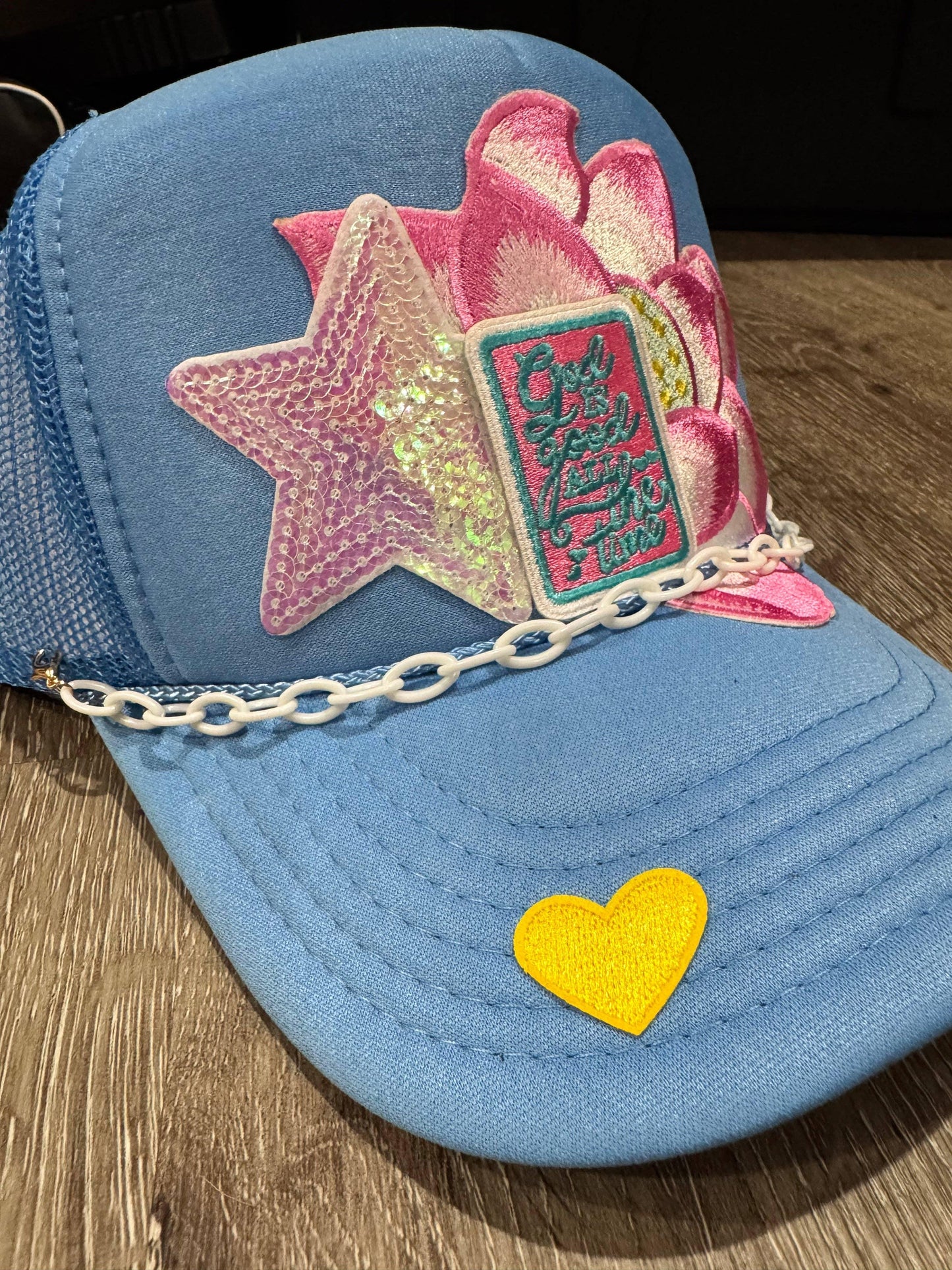 God is Good All the Time Lotus Flower Trucker Hat - Southern Sassy Boutique