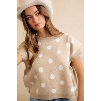 Polka Dot Knit Sleeveless Sweater