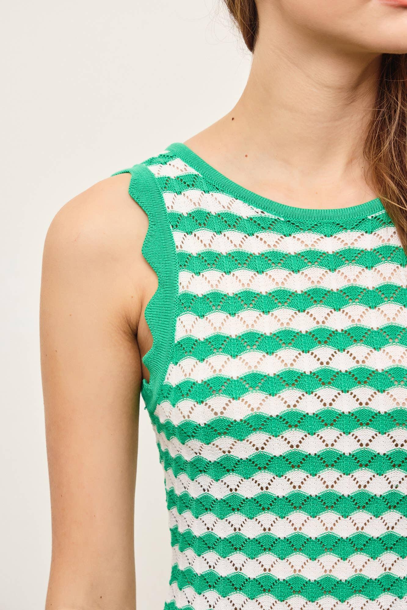 SCALLOP EDGE SLEEVELESS SWEATER DRESS - Southern Sassy Boutique