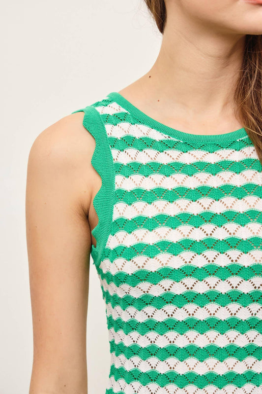 SCALLOP EDGE SLEEVELESS SWEATER DRESS - Southern Sassy Boutique