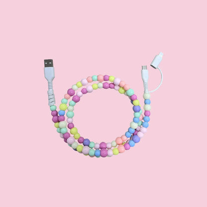 Beaded Data Cable 2 in 1 type-c to ip15 - Southern Sassy Boutique