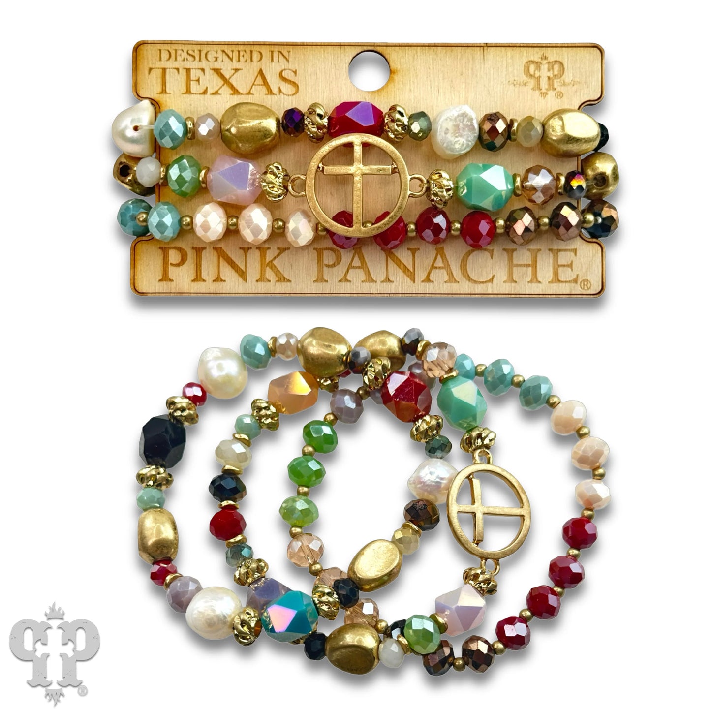 Cross feature crystal bracelet set - Southern Sassy Boutique