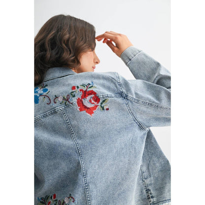 STYLISH EMBROIDERED DENIM JACKET - Southern Sassy Boutique
