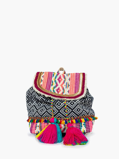 Magdelena Aztec Cotton Backpack w/ Tassels