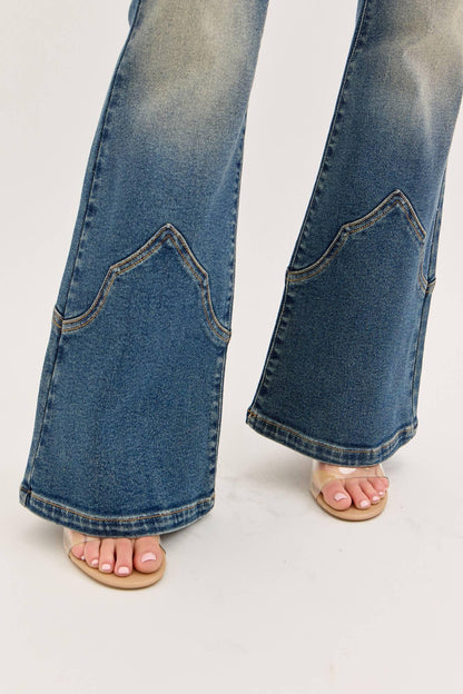 Mid Rise Western Super Flare Tinted [WV39523T] - Southern Sassy Boutique