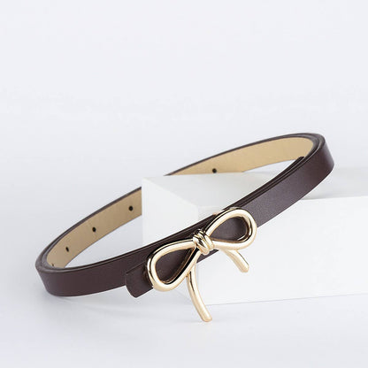 Bow Faux Leather Skinny Belt