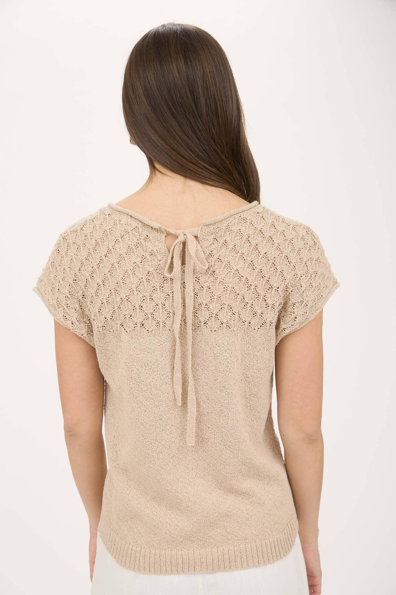 EYELET YOKE SWEATER KNIT TOP - Southern Sassy Boutique